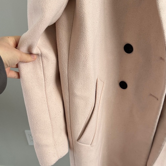 Zara Blush Pink Double-Breasted Pea Coat - Picture 3 of 5